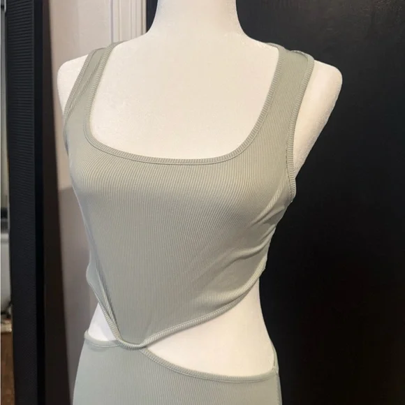 Sleek Cutout Tank Maxi Dress in Light Sage - Picture 2 of 3